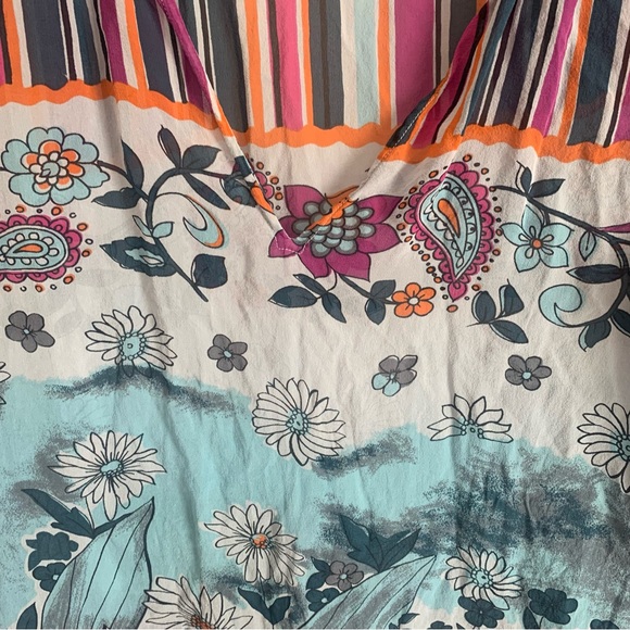 Coldwater Creek 100% Silk Floral Striped Tunic Top - Picture 5 of 12